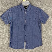 Age of Wisdom Button Up Shirt Men&#39;s Large 100% Cotton Short Sleeve Blue - $182.78 MXN