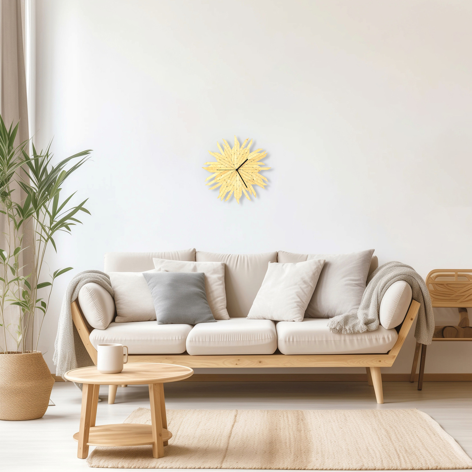 Organic clock with fuzzy look made of natural birch plywood - Haystack n... - $139.00