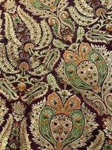 Indian Banarasi Brocade Burgundy and Gold Fabric, Wedding Dress Fabric - NF393 - $24.99