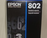 2026 Genuine OEM Epson 802 Black Ink Cartridge T802120-S/ T802120-CP SEALED - $19.79
