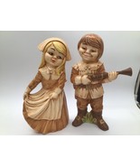 Vintage 1979 Pilgrim Boy &amp; Girl Ceramic Figurines Thanksgiving Décor 12”... - €29,68 EUR