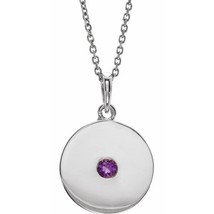 Amethyst Disc Adjustable Chain Necklace in Sterling Silver - $3,336.55 MXN