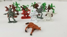 Lot of 16 Plastic Cowboys Indians Vintage 1 3/4&quot; Wild West Toy Figures H... - $9.49