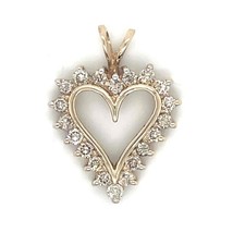 1/2ct Champagne Diamond Heart Pendant REAL Solid 10 k Yellow Gold 2.9 g - £693.28 GBP