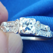 Earth mined Diamond Deco Engagement Ring RARE Antique Solid Platinum Solitaire - $93,562.73 MXN