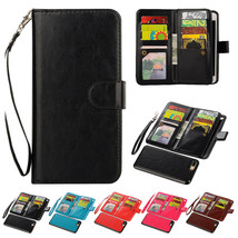 Leather Removable Wallet Magnetic Flip Card Case Cover for iPhone 7 6s 8 Plus X - £37.54 GBP