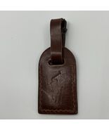 Vintage Polo Ralph Lauren Brown Leather Luggage Tag Purse Charm Logo 3&quot; - $205.14 MXN