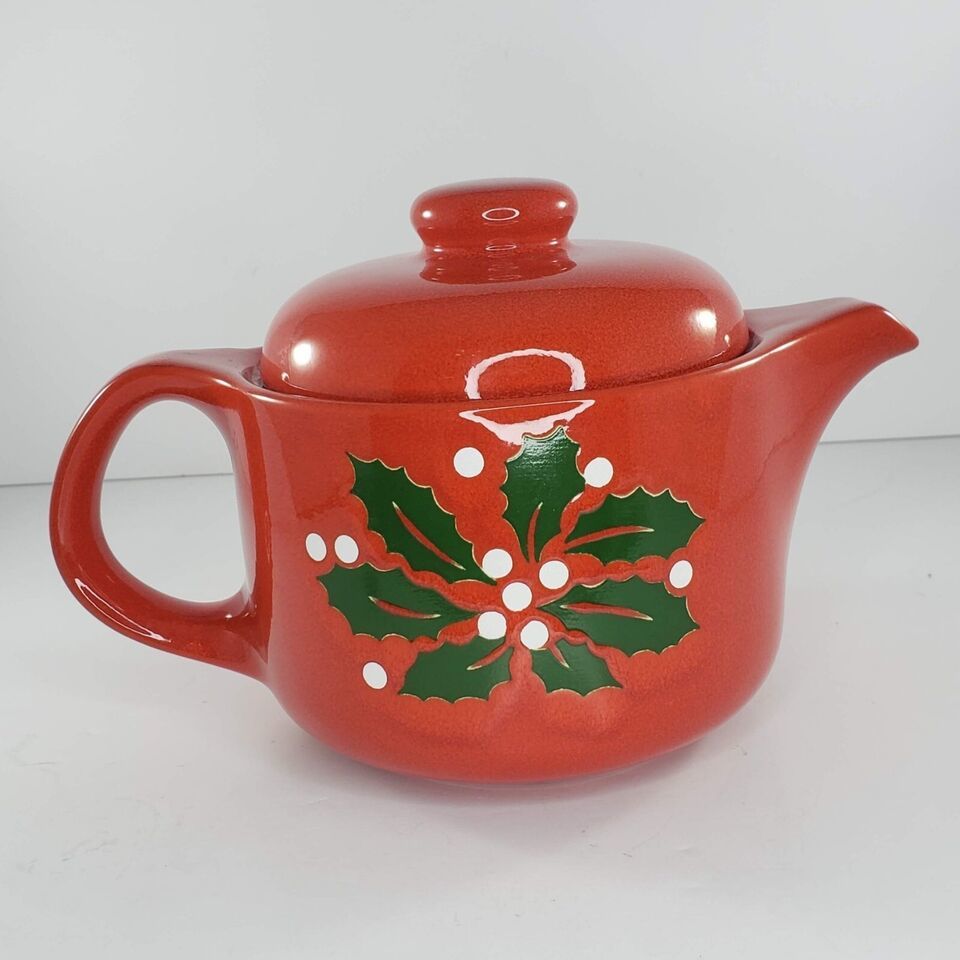 Primary image for Waechtersbach Germany Red Holly Berry Mistletoe Teapot West Germany