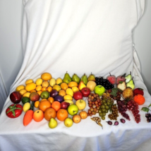 Huge 75p Lot of Faux Plastic Fruit Sugared Beaded Sequined Lemons Grapes Apples - £96.94 GBP