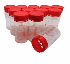 Large 8 OZ Clear Plastic Spice Container Bottle Jar With Red Cap- Set of... - £16.58 GBP