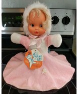 VINTAGE RARE REGAL RUBBER FACE PLUSH DOLL PINK PAJAMA BAG WITH TAG! - $21.59
