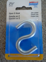 NEW National Hardware Zinc Plated 2-1/2&quot; Open S Hook N121-715 V2076 - £5.89 GBP