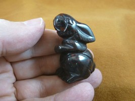 (Y-BUN-ST-556) red brown Jasper BUNNY RABBIT HARE gemstone carving FIGURINE - £11.17 GBP