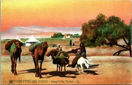 Vtg Postcard 1910s Egypt Egyptian Types and Scenes Going to Market Camel Donkey - £8.09 GBP