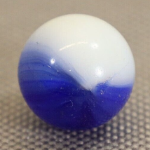 Vintage Akro Agate Hero Patch Marble Translucent Blue Opaque White 11/16in Diam - £7.17 GBP