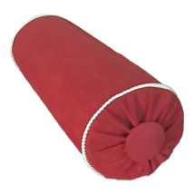 Decorative Bolster Pillow Highquality Red Velvet, Decorative Button 6x16&#39;&#39; - £43.15 GBP