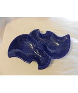 Vintage Handmade Ceramic Cobalt Blue Relish Bowl With White Speckles - £46.98 GBP