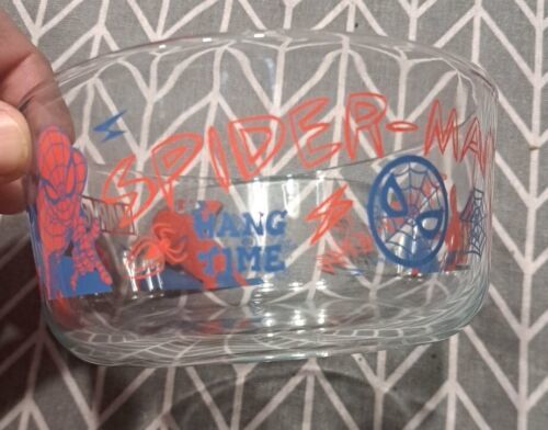 NEW PYREX Marvel Comics Spider-Man glass bowl with lid 4 Cup Capacity ...