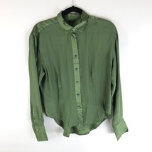 NWT ATM Avacado Green Long Sleeve Button-Down Silk Blend Shirt Blouse Size S - £38.45 GBP