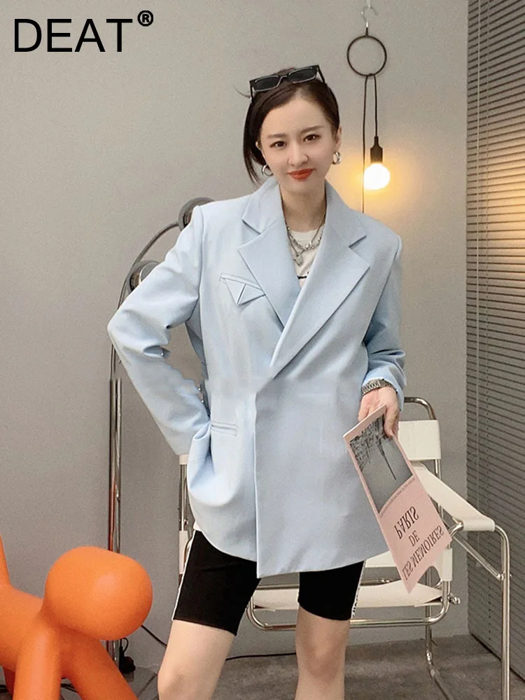 DEAT Woman Coat Loose Lacing Notched Full Sleeve Korean Wild Office Lady... - £196.09 GBP
