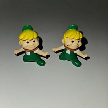 2 Elroy Jetson Figures Lot Duplicates Son Cake Topper Small 2&quot; Green Yellow - £7.89 GBP