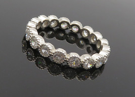 925 Sterling Silver - Shiny Petite Cubic Zirconia Eternity Ring Sz 6 - R... - $28.01