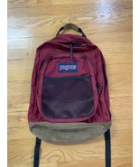 Vintage Jansport USA Backpack Maroon Suede Leather Bottom Book Bag Day P... - €51,54 EUR