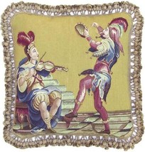 Aubusson Handwoven Throw Pillow 20x20 Musical Instruments - £235.28 GBP