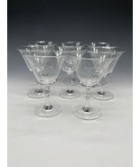 8 Vintage Clear Etched Glass Sherry Wine 2oz Glasses Shot - £22.15 GBP