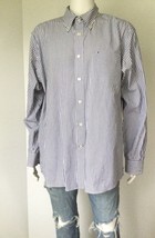 TOMMY HILFIGER Men&#39;s White/Blue Stripes Button Down Long Sleeve Shirt (S... - £7.93 GBP