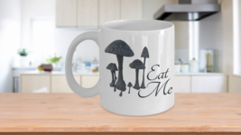 Eat Me Mug Magic Mushroom White Coffee Cup Psychedelic Trip Funny Gift Wild Path - £14.46 GBP+