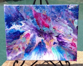 11&quot; x 14&quot; Original Abstract Acrylic Varnished Painting Art Magenta Purple Blue - £30.84 GBP