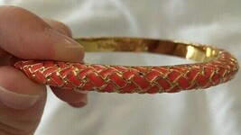 Lilly Pulitzer Basket Case Weave Orange Enamel Bangle Bracelet - $29.69