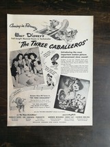 Vintage 1945 Walt Disney The Three Caballeros Full Page Movie Poster Ad 324 - £5.44 GBP