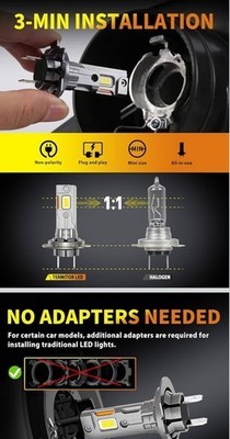 Upgraded H7 H7LL Light Bulbs, 60,000LM Insane Brightness, Real 1:1 H7/H7LL Item image 5