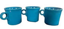Fiesta Peacock Blue 10 oz Coffee Mugs Set Of 3 Retired  - £11.00 GBP