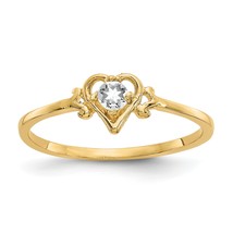 14K Gold White Topaz Heart Ring - £140.96 GBP