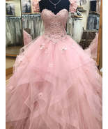 Pink Sweetheart Tulle Long Prom Dress,Ball Gown sweet 16 dresses,Princes... - £150.36 GBP