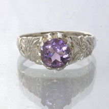 Purple Amethyst Handmade 925 Silver Statement Ring size 7 Angel Flower Design 34 - £91.92 GBP
