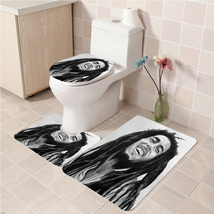 3Pcs/set Bob Marley 2 Bathroom Toilet Mat Set Anti Slip Bath Mat decorative - $33.29+