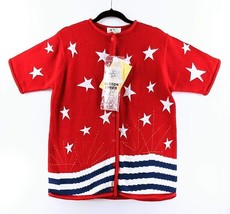 Quacker Factory Red Patriotic Flag July 4th Sweater Size Small Stars Stripes New - £19.94 GBP