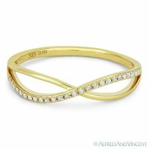 0.08ct Round Cut Diamond Right-Hand Overlap Loop Fashion Ring in 14k Yellow Gold - £213.78 GBP