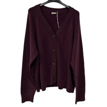 Faherty Jackson V-Neck Cotton Blend Cardigan Claret Heather Size XL New - £49.63 GBP