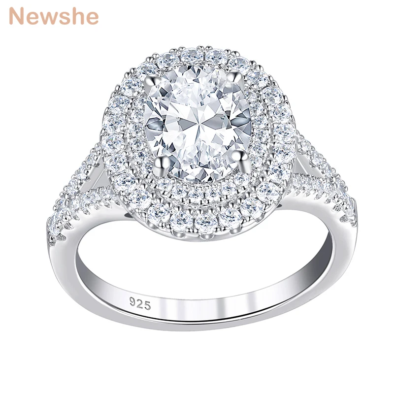 Halo Oval Shape Wedding Engagement Ring For Women Solid 925 Sterling Silver Mini - £47.79 GBP