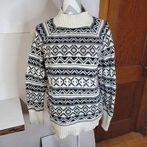 Womans Chaps Black and Cream Mock Turtleneck Sweater Cotton Blend Size L... - £16.06 GBP