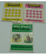 Vintage 70s Dennison Seals, Wild West 6 Designs Pres-A-Ply 48 Seals Stic... - $16.88 CAD