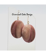 Mother of Pearl Earrings in Mauve with Bronze Hooks, Hand Made  - £11.99 GBP