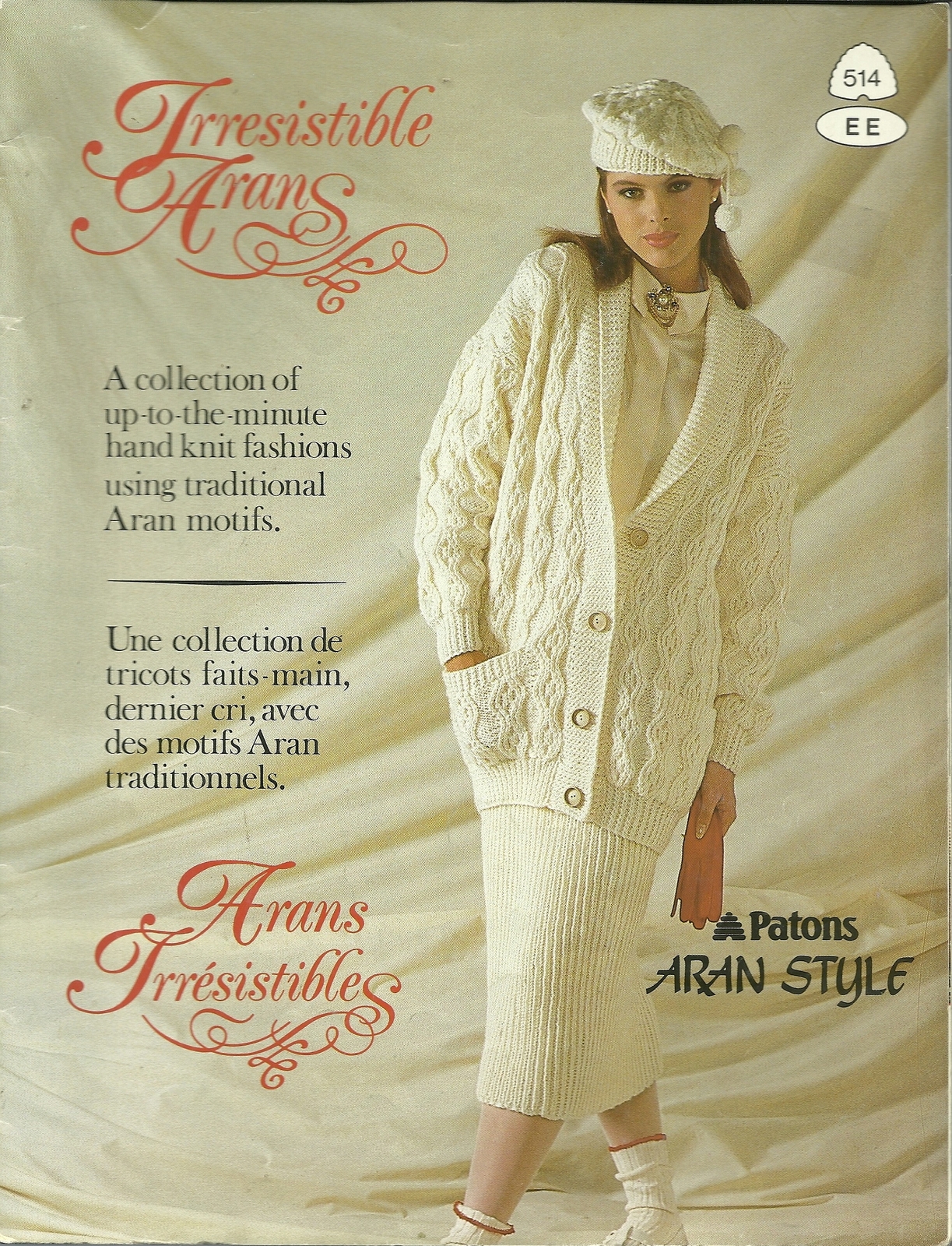 Irresistible Arans Patons 514 Pattern Book Knitted Mens Womens Fashions - $6.99