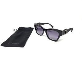 Chanel 5456QA c501/S6 Women&#39;s Sunglasses Logo w/ Crystals, Black/Gray Lens 140mm - £245.80 GBP