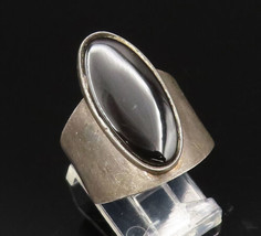 925 Sterling Silver - Vintage Oval Black Onyx Wide Band Ring Sz 8 - RG25902 - £58.42 GBP